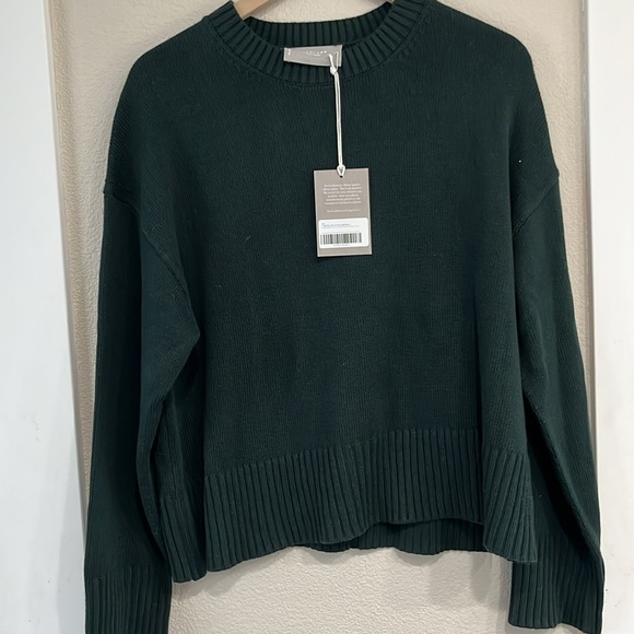 NWT Everlane Boxy Organic Cotton Women's Sweater Large Dark Green - Picture 4 of 7